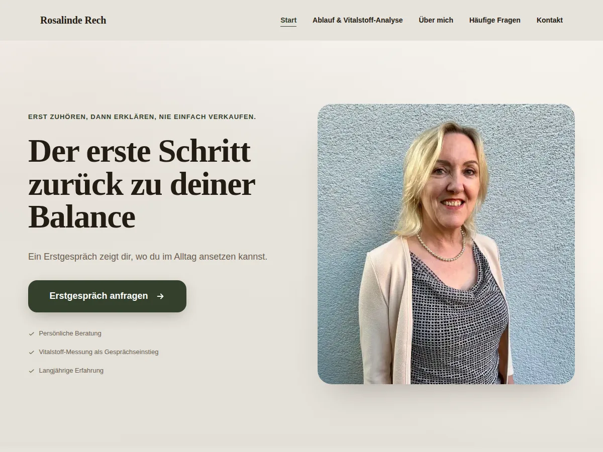 Startseite von Rosalinde Rech auf dem Desktop